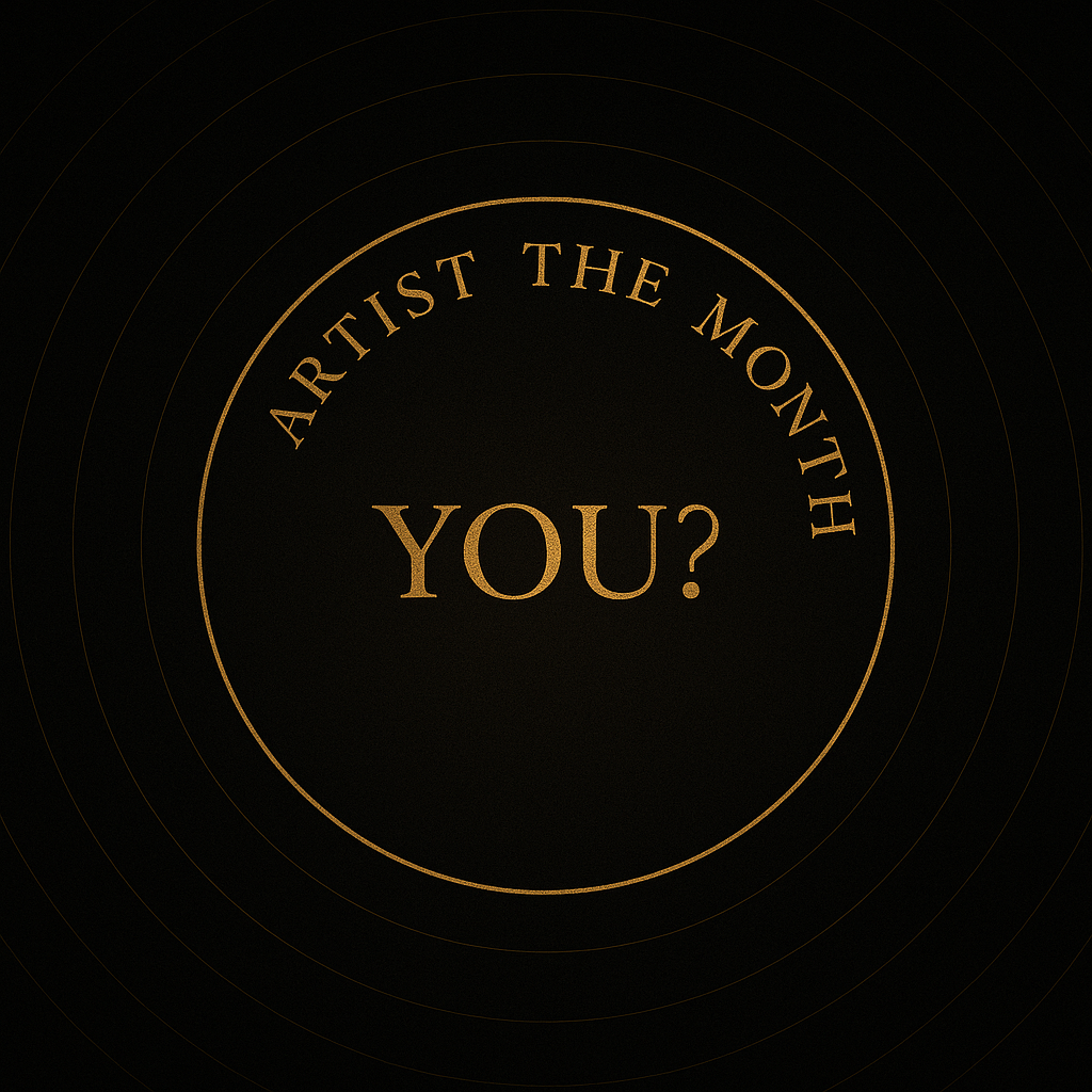 The image says Artist of the Month and below it asks You? All is set in a circle.